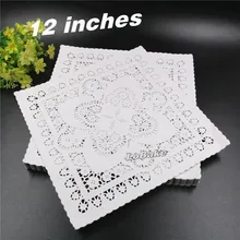 250 шт./упак.) 12 дюймов утолщаются квадратной китайский полый кружевной дизайн бумажная салфетка хлеб под горячее, подставка под торт coaster десерт силиконовый коврик для выпечки