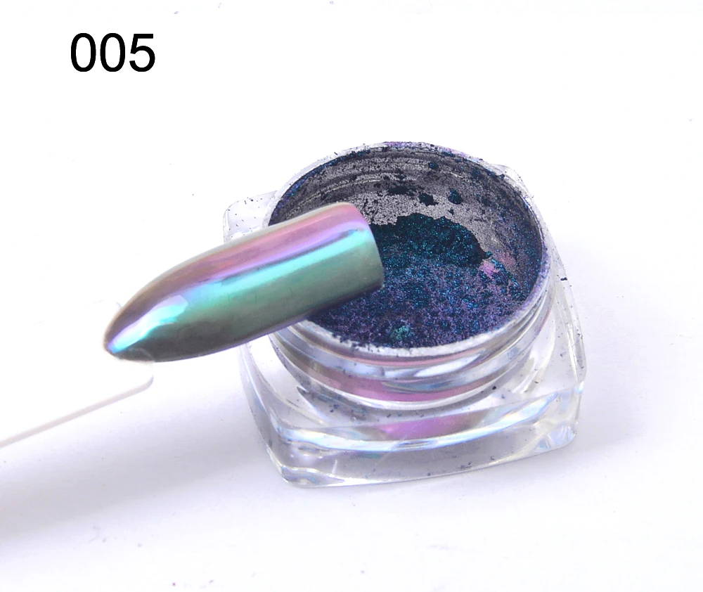 WUF 1 Box 0.3g Chameleon Mirror Nail Glitters Powder DIY Nail Chrome Pigment Dust Manicure Nail Art Decoration Tools