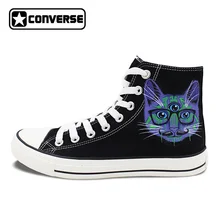 Оригинальные Converse All Star Мужская обувь Кроссовки Дизайн 3 глаза кошки ручной росписью парусиновая обувь женские брендовые All Star