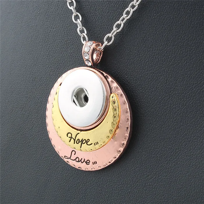 Новинка 2 цвета модная красивая подвеска Hope& Love Snap ожерелье Подходит для DIY 18 мм кнопки ювелирные изделия для женщин ZG054