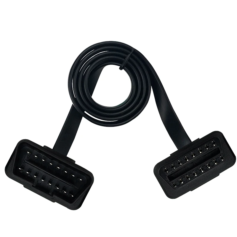 ELM327 16Pin OBD 2 OBD2 плоский тонкий кабель как лапша 16 Pin штекер гнездо локоть
