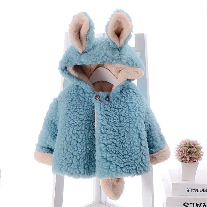 Baby Winter Coat Faux Fur Fleece Children Jackets for Girls Clothing Kids Hooded Warm Outerwear Coats