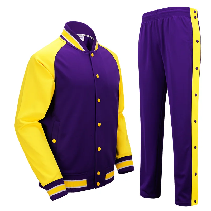 SANHENG Мужская баскетбольная Джерси форма для соревнований костюмы Полная кнопка брюки комплекты спортивной одежды баскетбольные майки на заказ 513AB - Цвет: Purple