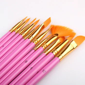 

New Watercolor Powder Painting Brush Oil Painting Pen Set 12pcs Blue Pink Nylon Hair Art Landscape Painting Brushes