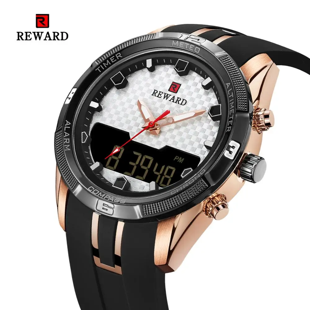 

REWARD Military Sport Watch Men Quartz LED Waterproof Silicone Mens Watches 24hours Fashion New horloge mannen montre militaire