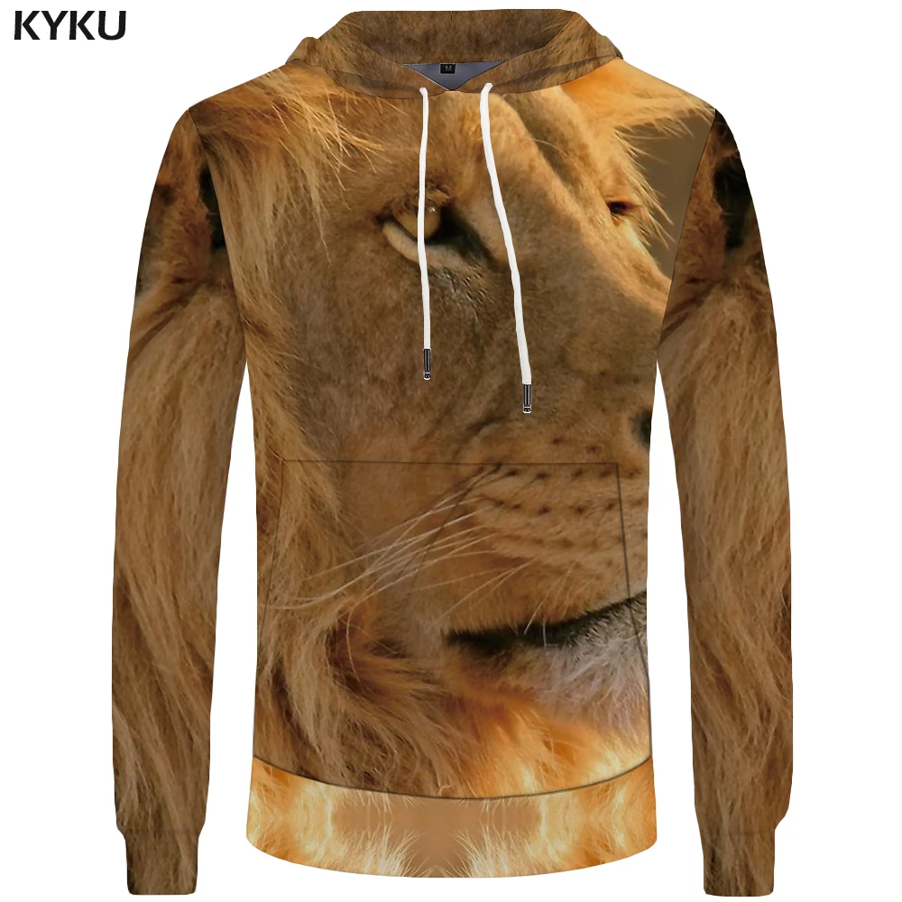 KYKU Brand Lion Sweatshirt Women Animal Large Size Big Grassland Pocket ...