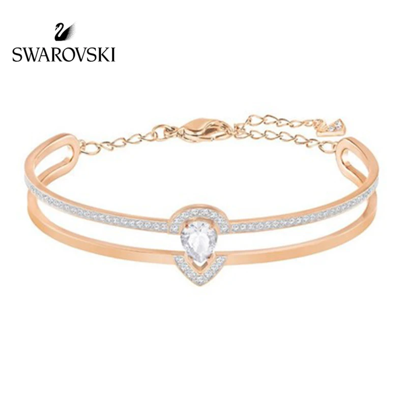 

Genuine double drop rose gold bracelet bracelet inlaid with Swarovski element crystal 5274891