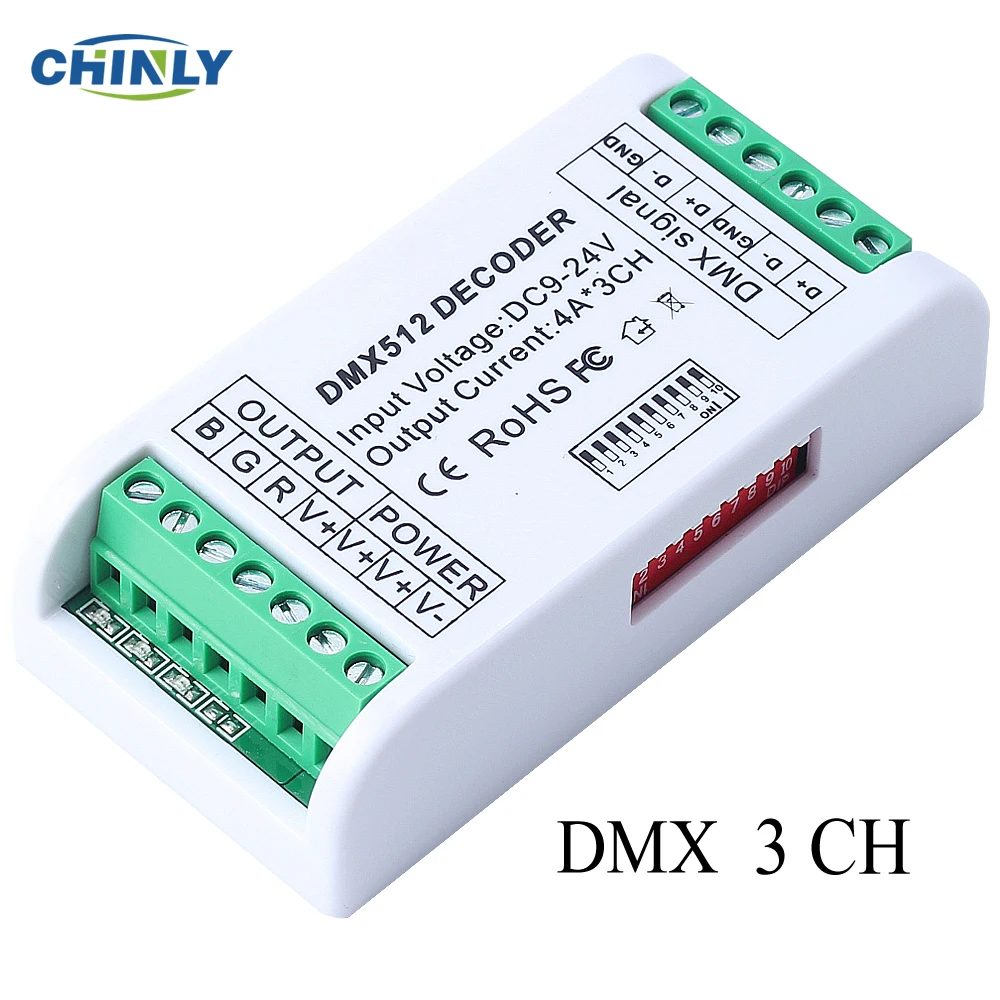 3CH DMX 512 светодиодный декодер контроллер Диммер 12 V-24 V консоли контроллера применение для RGB светодиодный полосы