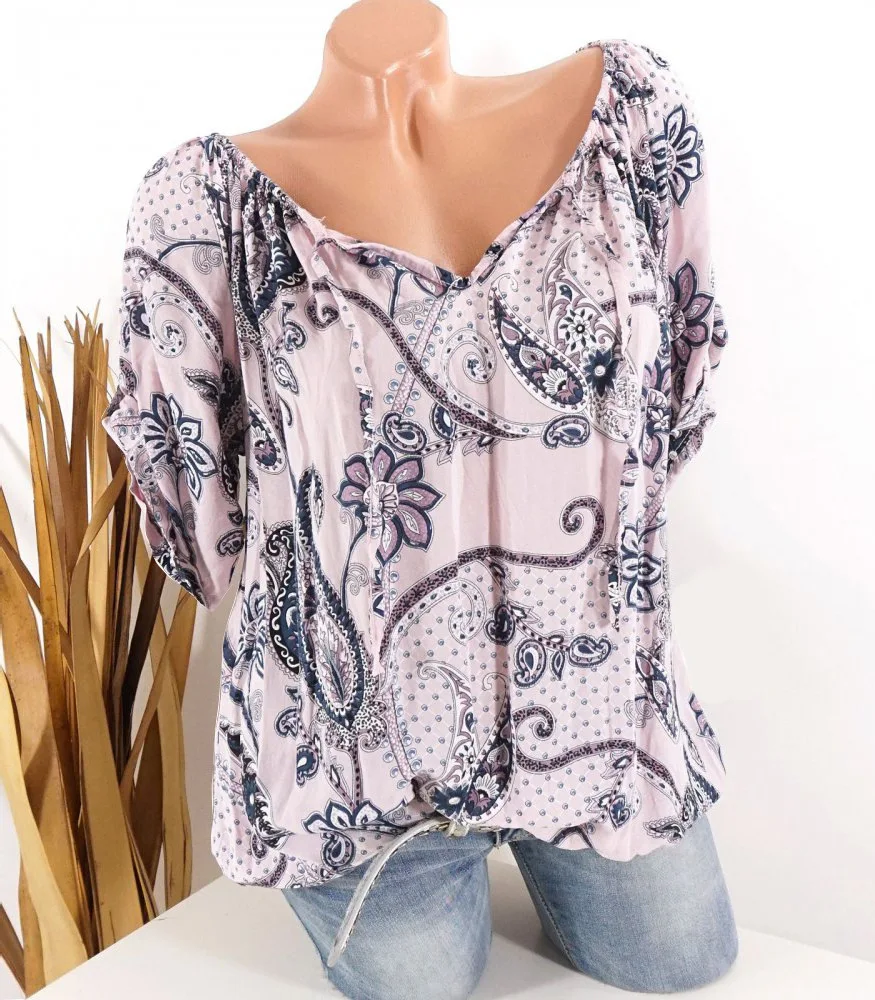 Women Plus Size shirt Long Sleeve Print Stand Collar Button Pullover Top Shirt Big Shirt Fashion Blouse  Sexy Office Lady Blusas