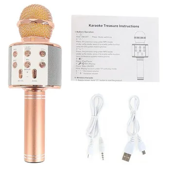

WS858 Wireless Bluetooth Microphone Condenser Magic Karaoke Microphone Mobile Phone Player MIC Speaker Microphones