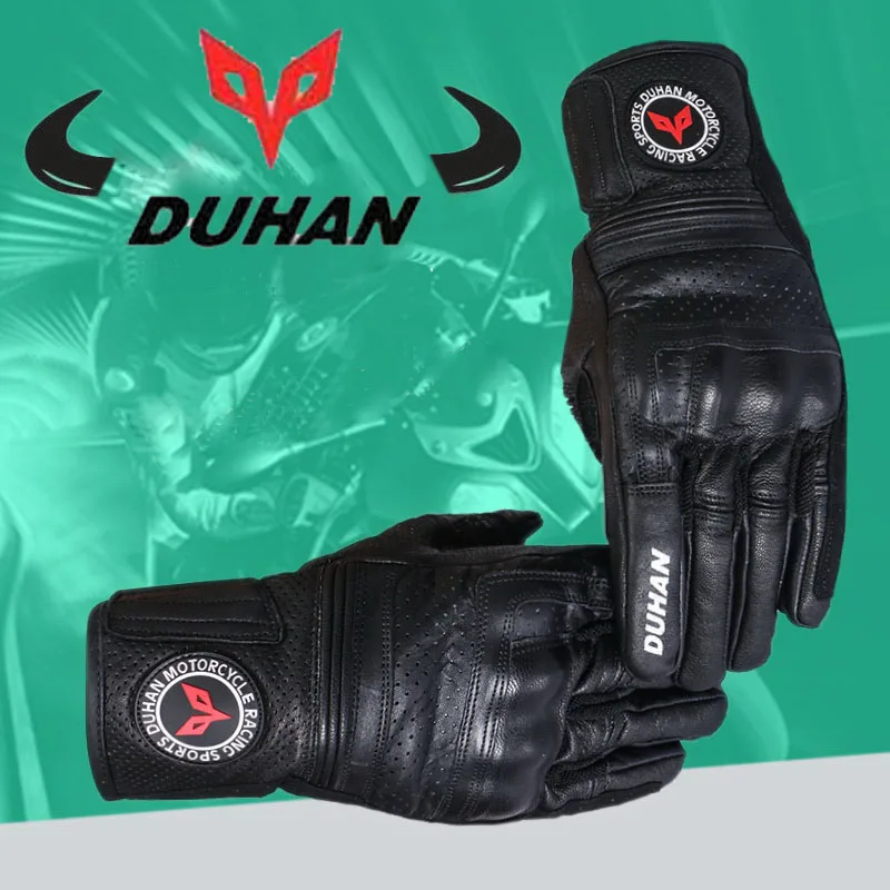 Motorcycle Genuine Leather Gloves DUHAN Racing Gloves Off-road Seasons Cowhide