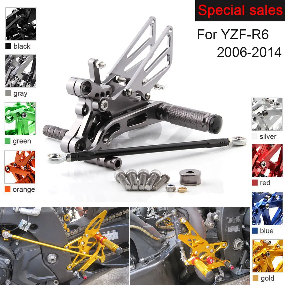 

Motorcycle Rear Set Accessories For Yamaha YZF-R6 2006-2014 CNC Adjustable Rearset Foot Pegs YZF R6 Foot Rests Footpegs