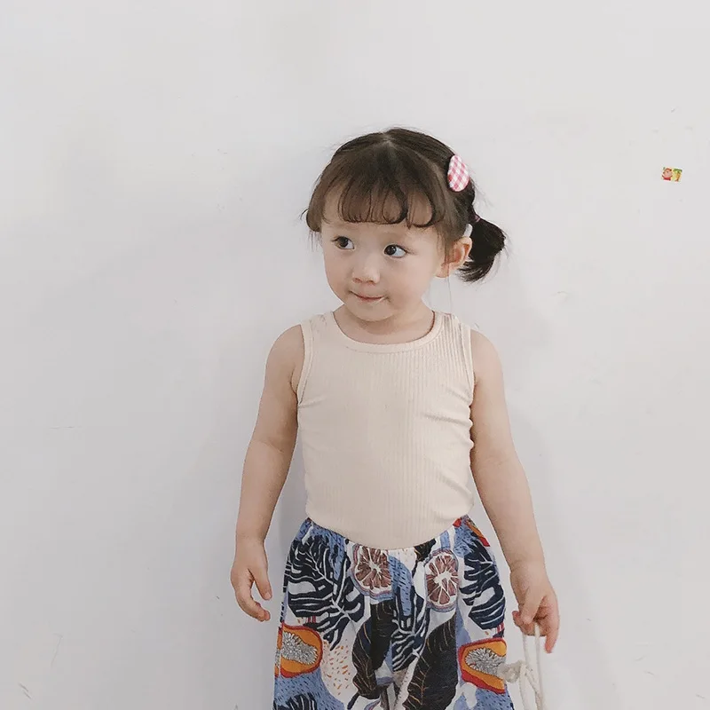 Children's Pit Sleeveless Korean Vest Summer Pure Color Stretch Extraterritorial Bottom Shirt Tide