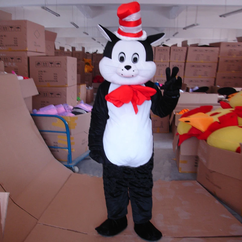 

Dr. Seuss The Cat In The Hat Mascot Costume High Quality Cat Mascot Fancy Carnival Halloween Party Advertising Free shipping