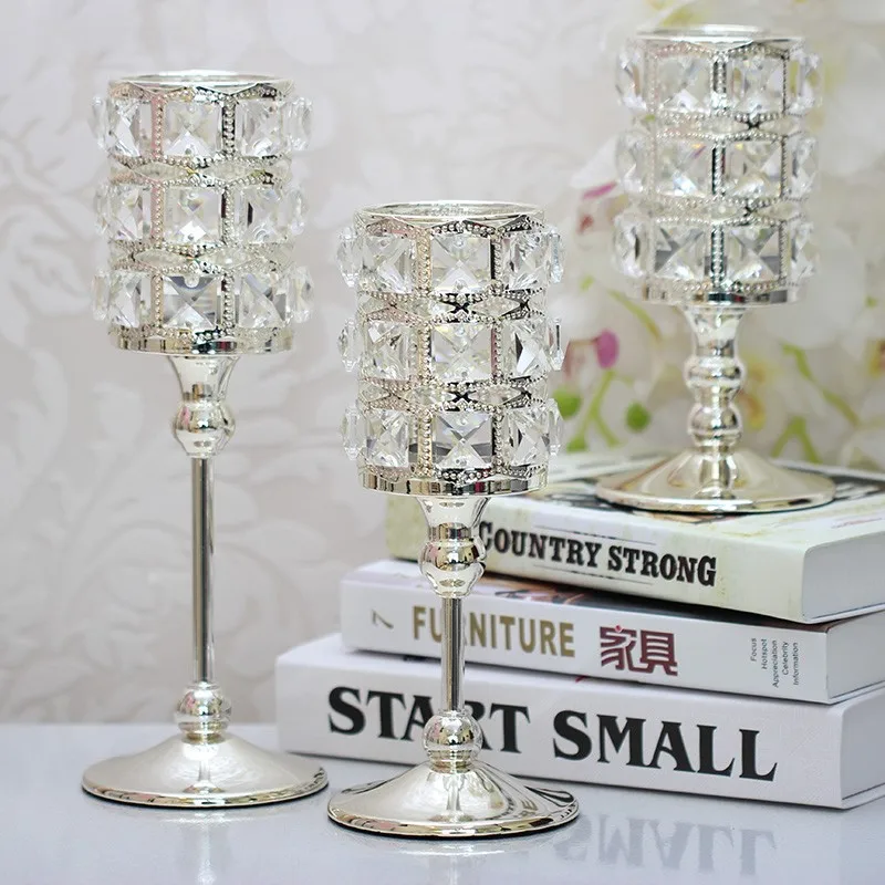 

Tea light holder silver with crystals Candle holders metal Candle stand Table decorations Home decorations