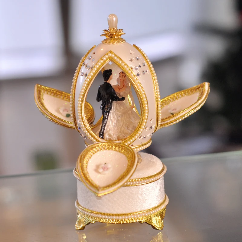Королевская резьба по яичной скорлупе Романтические свадебные сувениры подарки музыкальная копилка подарок на день рождения для девочек
