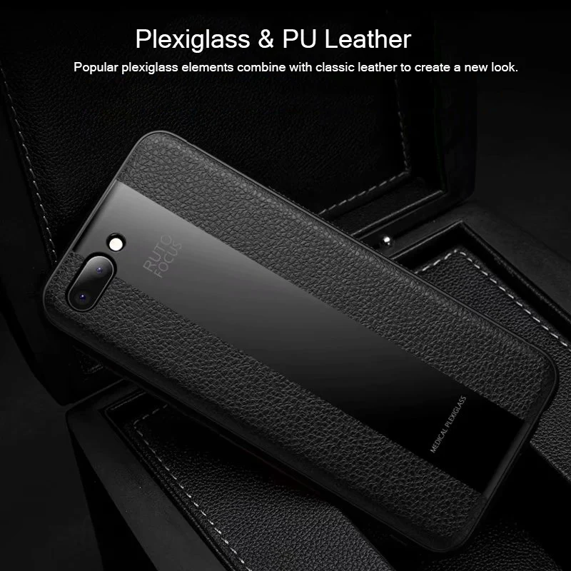 For Huawei Honor 10 V10 Case Luxury Leather &amp Plexiglass Silicone edge Cover for 8X Max + Free Gift Tempered Glass |