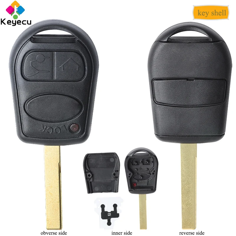 

KEYECU Replacement Remote Car Key Shell - 3 Buttons & Uncut Blade - FOB for Land Rover Range Rover L322 HSE Vogue 2002 2003-2006