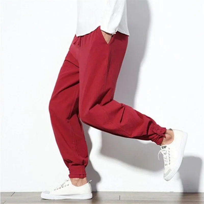 New Mens Pants Cotton Linen Harem Pants Men Jogger Pants Male Trousers Chinese Traditional Cloths Belts Plus Size 5XL Loose Mid New Mens Pants Cotton Linen Harem Pants Men Jogger Pants Male Trousers Chinese Traditional Cloths Belts Plus Size 5XL Loose Mid