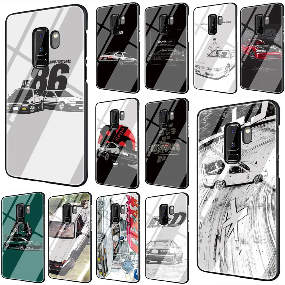 

INITIAL D AE86 Tempered Glass Phone Cover Case For Galaxy S7 edge S8 9 10 Plus Note 8 9 10 A10 20 30 40 50 60 70