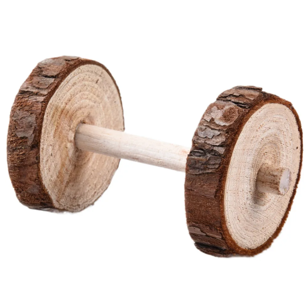 

Lovely natural Wooden Chew Toys Dumbbells for small Pets hamster squirrel Guinea pig Chinchilla Fragile goods hamster toys