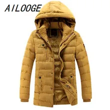 AILOOGE зимние мужские модные куртки повседневные мужские пальто размер Zipper молния мужские хлопковые парки корейский стиль Мужская верхняя одежда