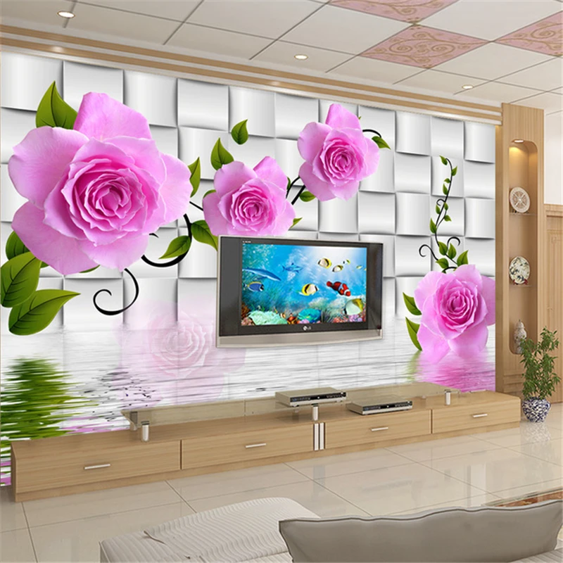 

beibehang Romantic Rose Customized murals photo wallpaper roll Tv background wall paper papel de parede 3d seamless murals