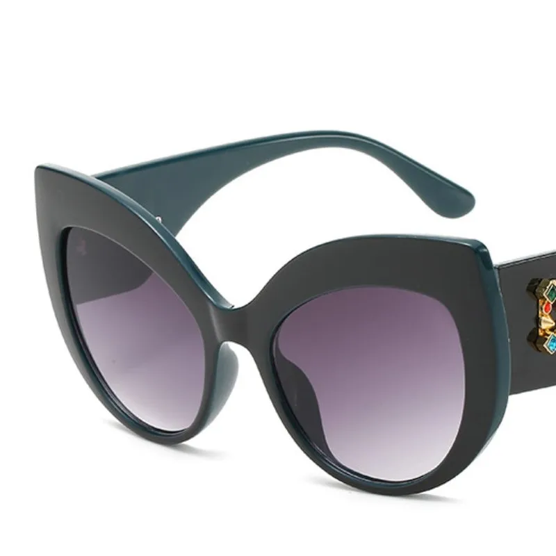 Новая мода Большой кошачий глаз солнцезащитные очки Ретро Винтажные женские роскошные брендовые дизайнерские Zircon D Солнцезащитные очки женские Cateye UV400 - Цвет линз: 5688-3