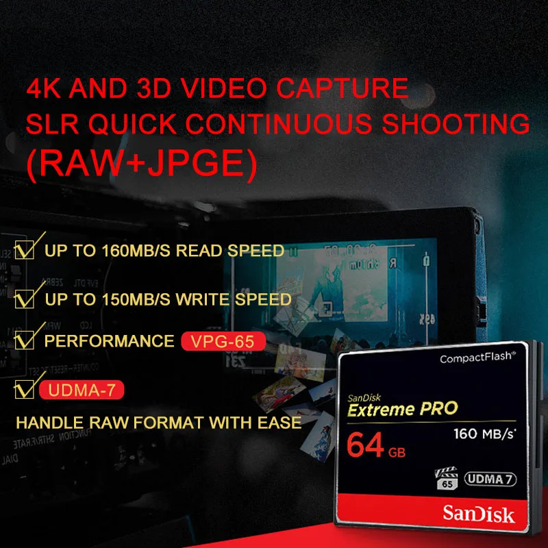 CF карта памяти SanDisk extreme PRO 16 ГБ 32 высокоскоростная 64 Гб компактная флэш для DSLR и HD