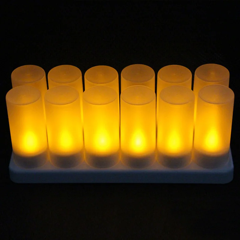 

12Pcs Rechargeable LED Flameless Candle Light Long Lasting for Restaurants Home Party Decor HVR88