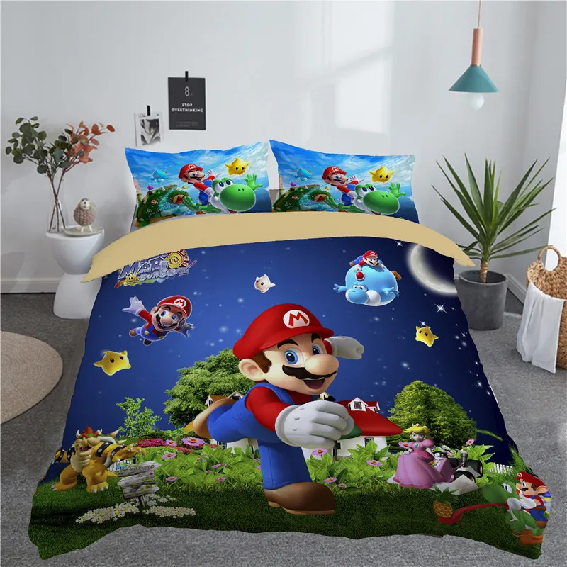 

3d Super Mario Bros. Bedding Set Children Cute Cartoon Character Printed Duvet Cover Set Bed Set Bed Linens Twin Full Queen King