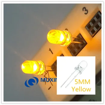 

wholesale 500 pcs 5mm Round Yellow light emitting diode Super bright LED free shipping High Quality