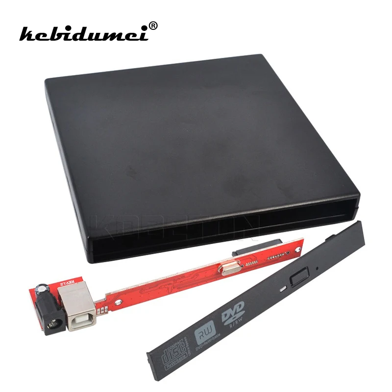 Kebidumei тонкий внешний чехол USB 2 0 DVD CD Rom RW к SATA жесткий диск Caddy адаптер для ноутбука