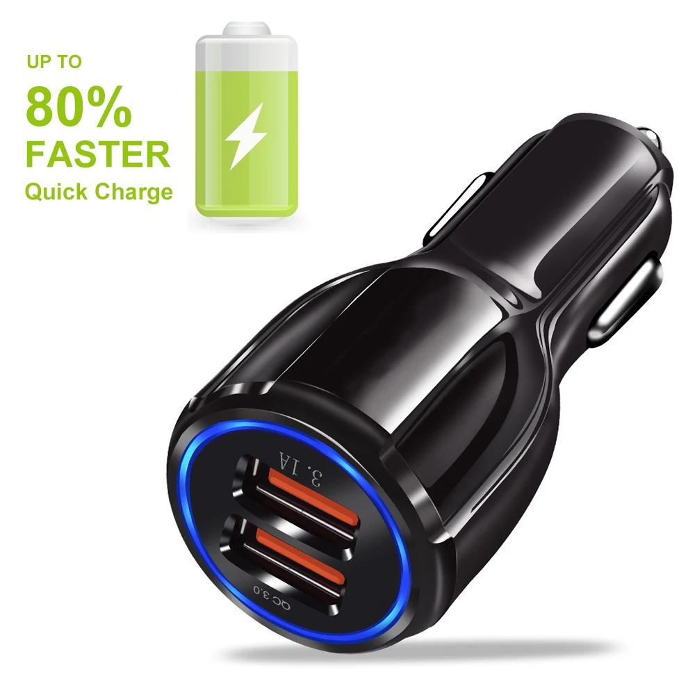 5V/9V/12V 3.1A Dual USB Car Cigarette Lighter Smart Fast Charging Car