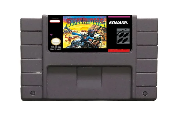 Classic snes game/enkele cartridge/gratis schip/hot verkopen/ss060-Zonsondergang Ruiters/gemengde orde/snes cartridge