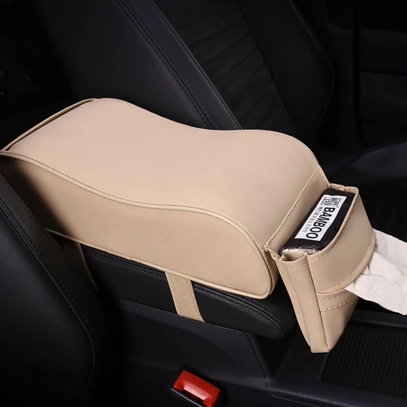 

KKYSYELVA Car Universal Armrest Box Mats Car Interior Armrest Pad Leather Styling Auto Interior Accessories