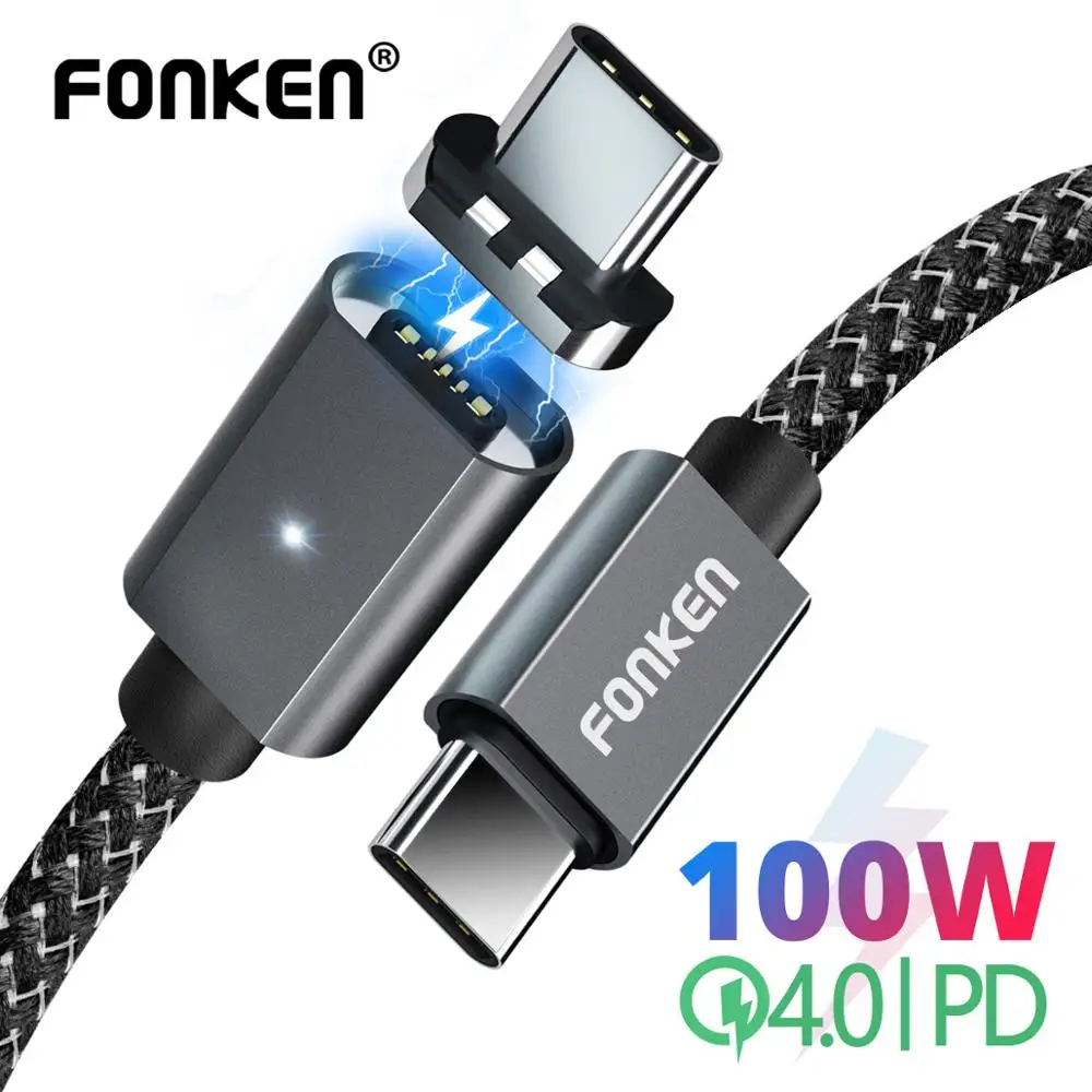 100 Вт USB C Магнитный кабель Type к 1 5 М ноутбук Usbc PD зарядное устройство Шнур Быстрая