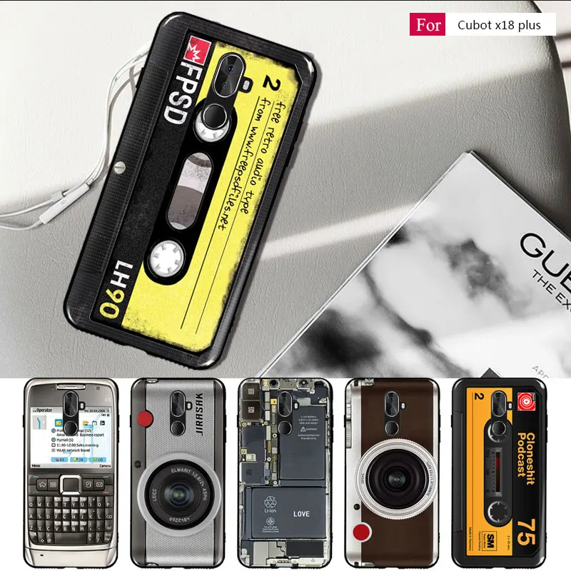 

For Cubot x18 Plus Case Cover Silicone TPU Back Cove Retro Camera Cassette Tapes 3D printing Silicone Cubot x19 x18 Plus Case