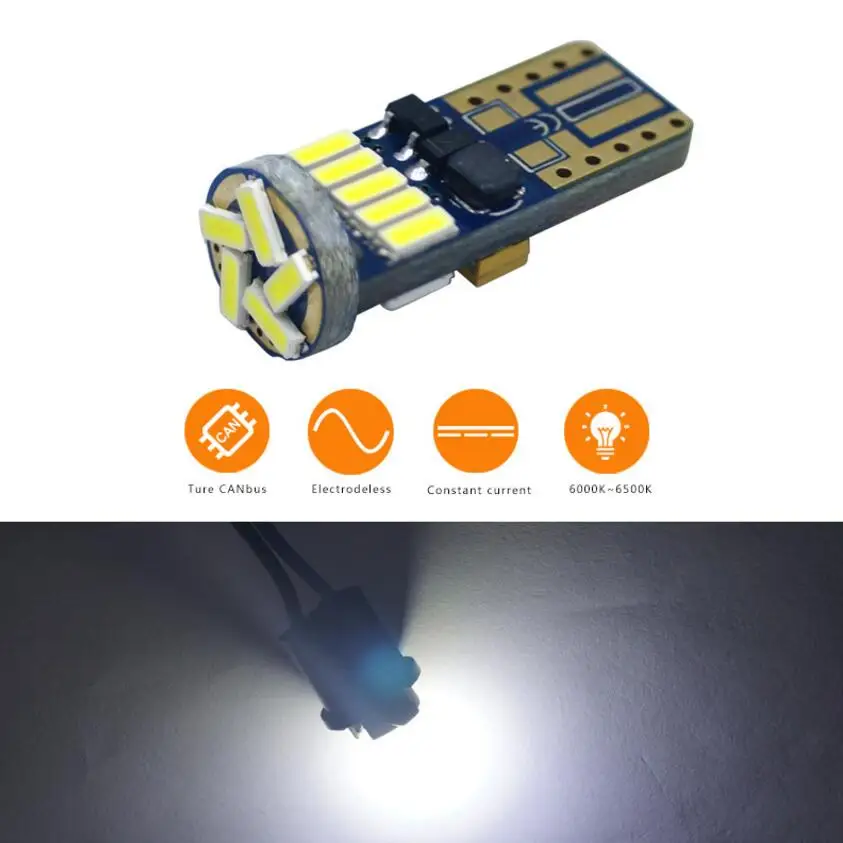 

4 pezzi Lampadina Led Canbus T10 W5W 15 Smd 4014 BIANCA 6000k Can-bus No Errore Check Luci 12V Senza Po
