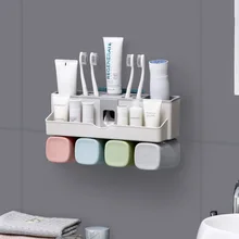 Держатель для зубной пасты и щетки для ванной комнаты, стойка для ванной комнаты, Пробивка, настенный набор для мытья ванной комнаты, автоматическая выдавливающая зубная паста