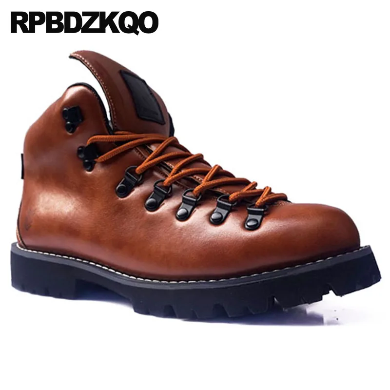 Moda Zapatos Ejército Talla Combate Cordones Grande Alta Calidad vino Botas Impermeable Diseñador Tinto Calzado Botines Con Marrón De coffee Militar Otoño Marrón 4qznEIp