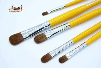 

6Pcs High Quality weasel hair Lemon yellow birch rod Acrylic Oil Paint Brush Set Drawing Painting Professional Art Supplies