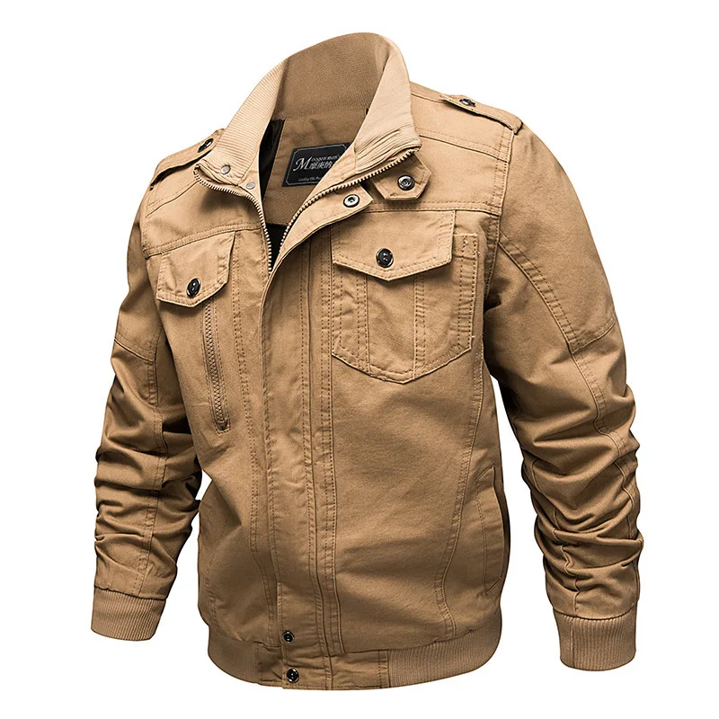 

2019 Spring Men's Work Clothes Bomber Jacket Men Pure Cotton European Will Code Loose Coat Winter Military Jackets Windbreaker