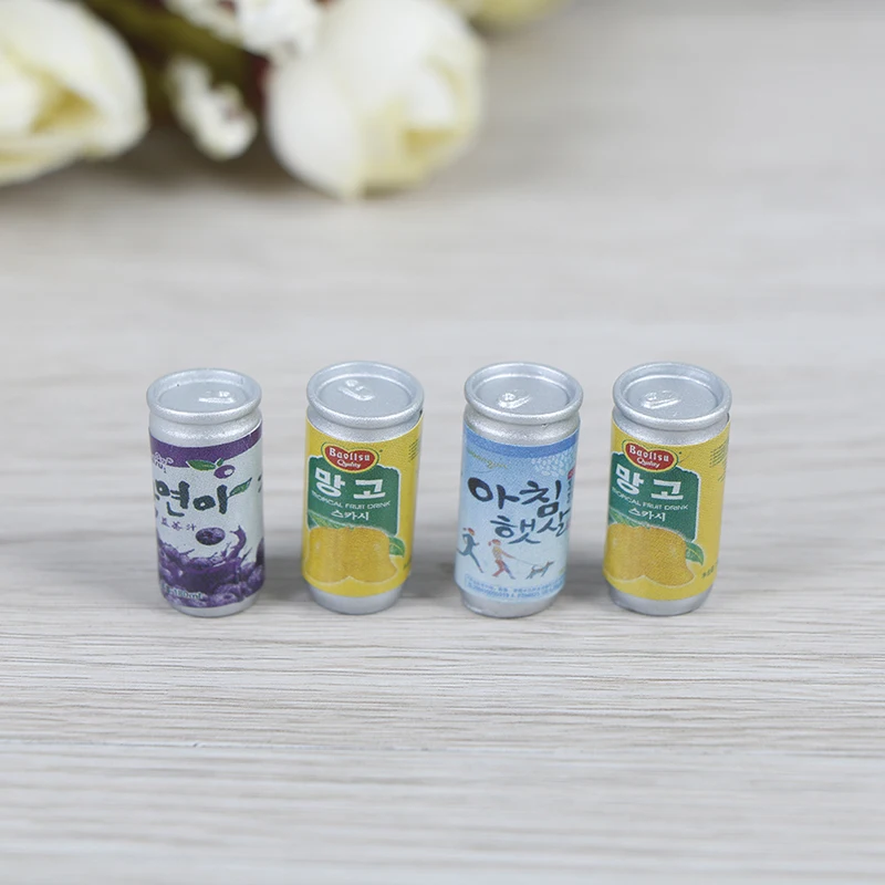 

Dollhouse 1:12 Miniature Dollhouse Furniture 4* Drink Cans Decorations DIY Doll House Kitchen Accessories Cute Mini Cans