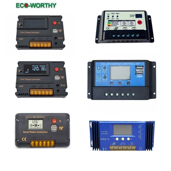 

ECOworthy 10A/20A/60A LCD Dispaly/ CMG Tempertaure Compensation/ Dual-cell Solar Charge Controller for Solar Power panel System