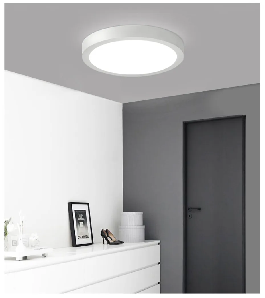 [DBF] 6 Вт/12 Вт/18 Вт/24 Вт круглый/Квадратный светодиодный светильник на поверхности, светодиодный потолочный светильник для ванной комнаты AC85-265V лампада светодиодный светильник