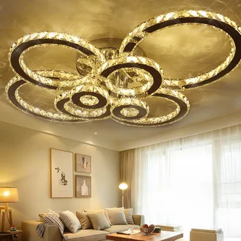 

K9 Ceiling Lights Crystal Ceiling Lamps Round LED Suspension Light 1 2 4 6 8 Heads Dinning Room Restaurant Art Ring LED Lamps