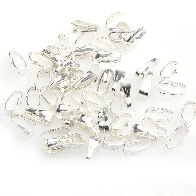 100Pcs Metal Snap Clip Pinch Bails for Pendant Jewelry Making Clasps Connector Findings DIY Necklace