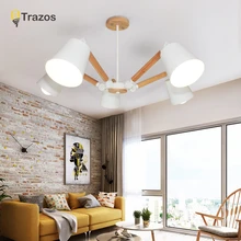 TRAZOS Macaron светодиодный люстры для гостиной, спальни, детской комнаты, Деревянная люстра, канделябро, комнатная Подвесная лампа, светодиодный светильник