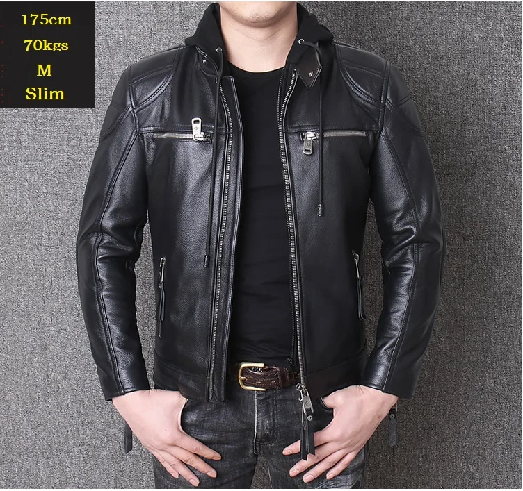 

YR!Free shipping.Harley motor biker genuine leather jacket.New winter black cowhide coat.plus size warm leather jackets,sales